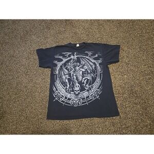 Vintage 2001 Liquid Blue Dragon T-Shirt Black Boxy Men's Large